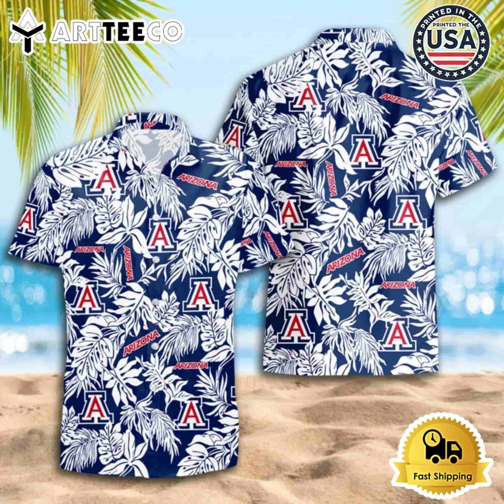 Arizona Wildcats Leaf Pattern Hawaiian Shirt Summer Beach Style 1