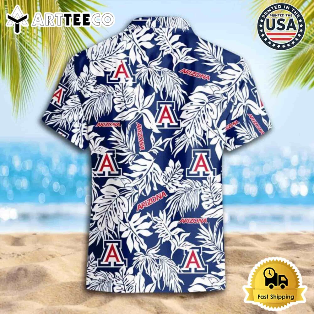 Arizona Wildcats Leaf Pattern Hawaiian Shirt Summer Beach Style 3