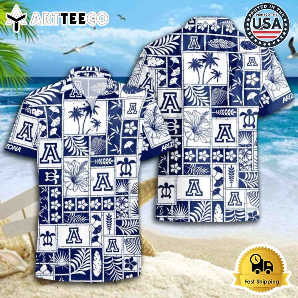 Arizona Wildcats Monochrome Tropical Hawaiian Shirt Stylish Fan Gift 1