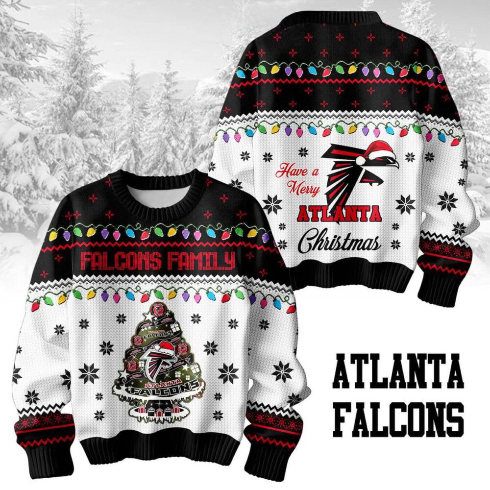 Atlanta Falcons Family Have A Merry Christmas 2024 Ugly Sweater 1