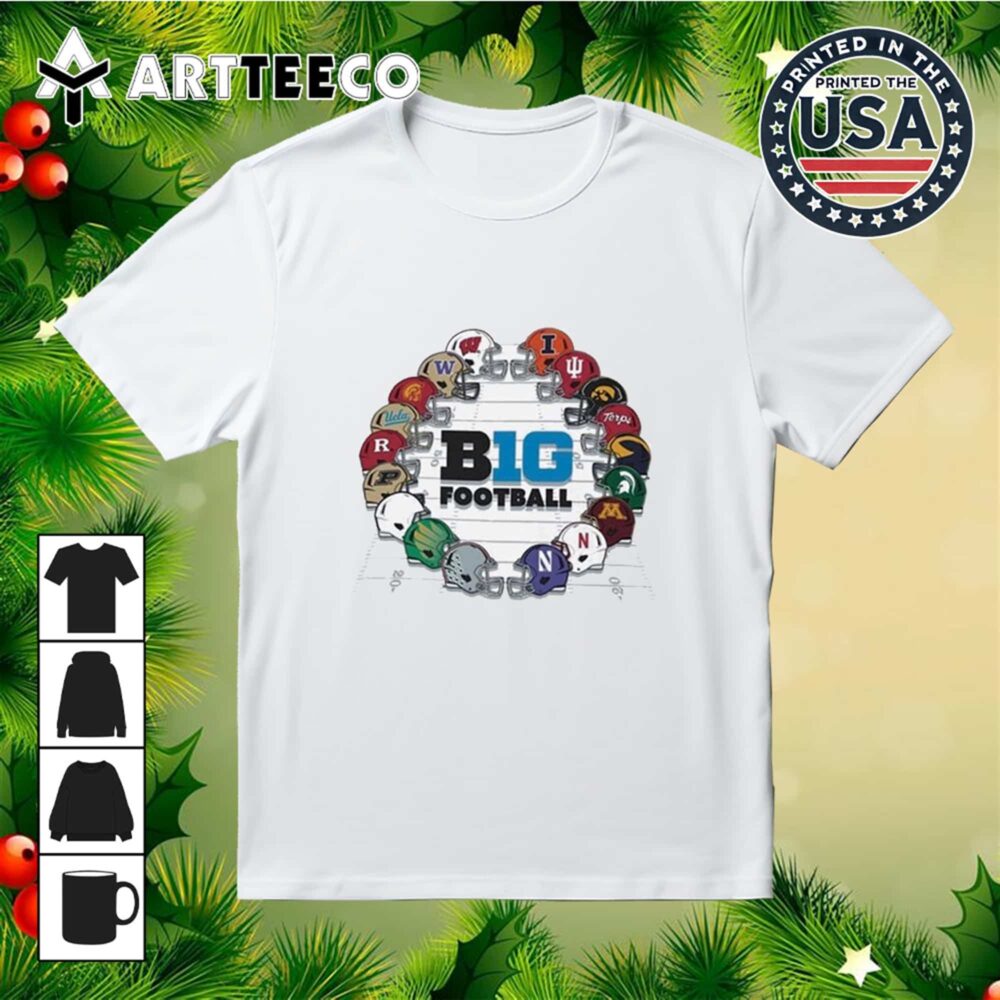 Big Ten White Champion Big 10 All Team Circle Helmet T Shirt 1