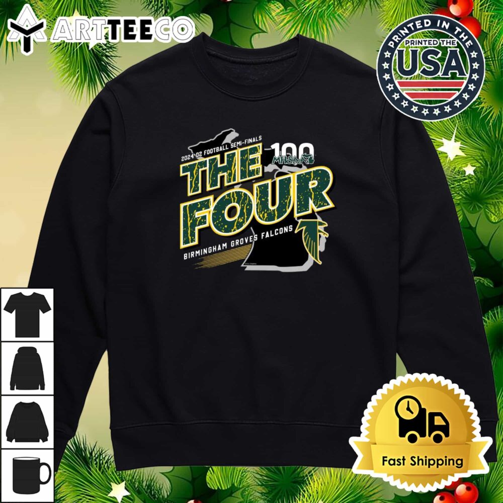 Birmingham Groves Falcons MHSAA 2024 D2 Football Semi Finals The Four Retro T Shirt 4