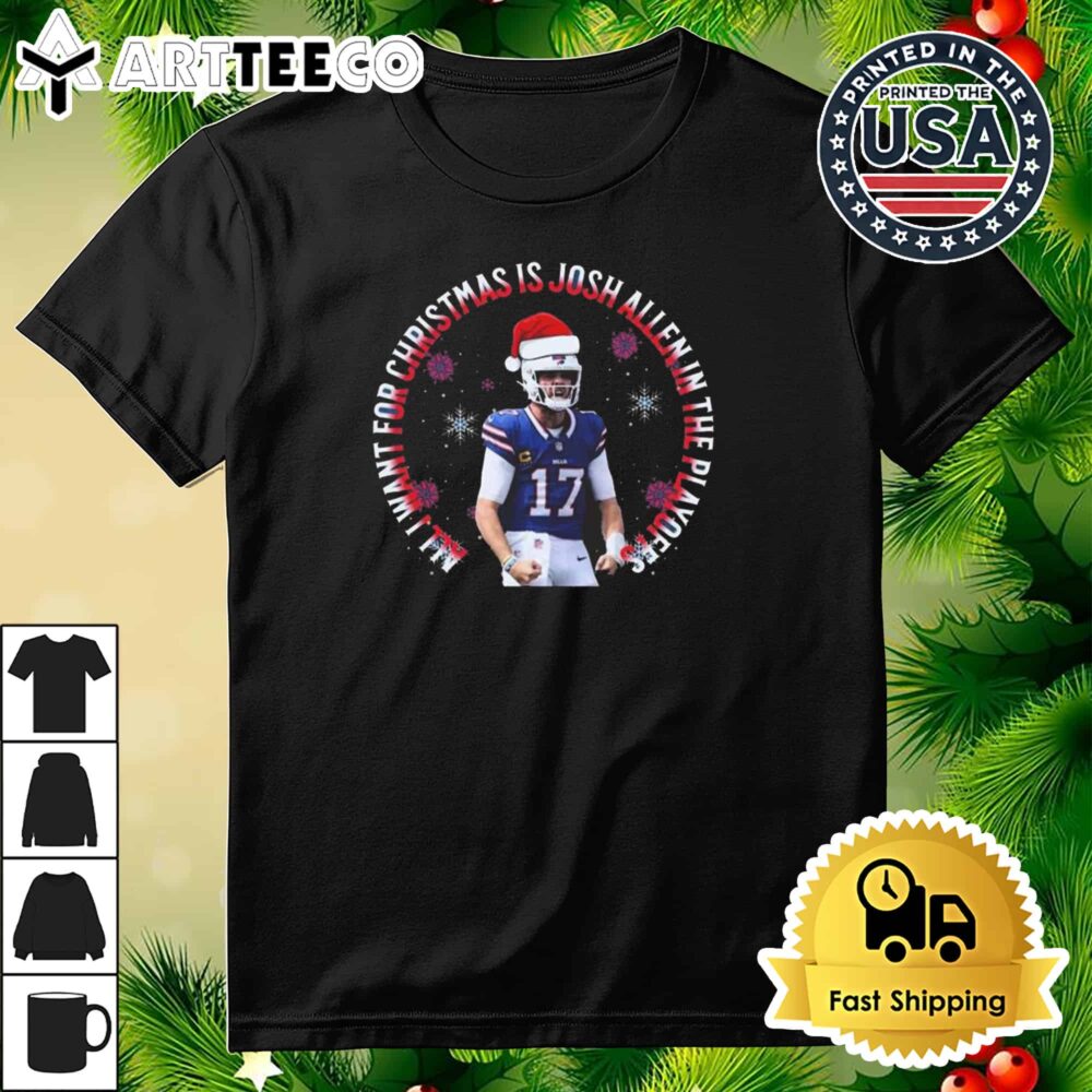 Buffalo Bills All I Want For Christmas Is Josh Allen In The Playoffs 2024 Retro T Shirt 3