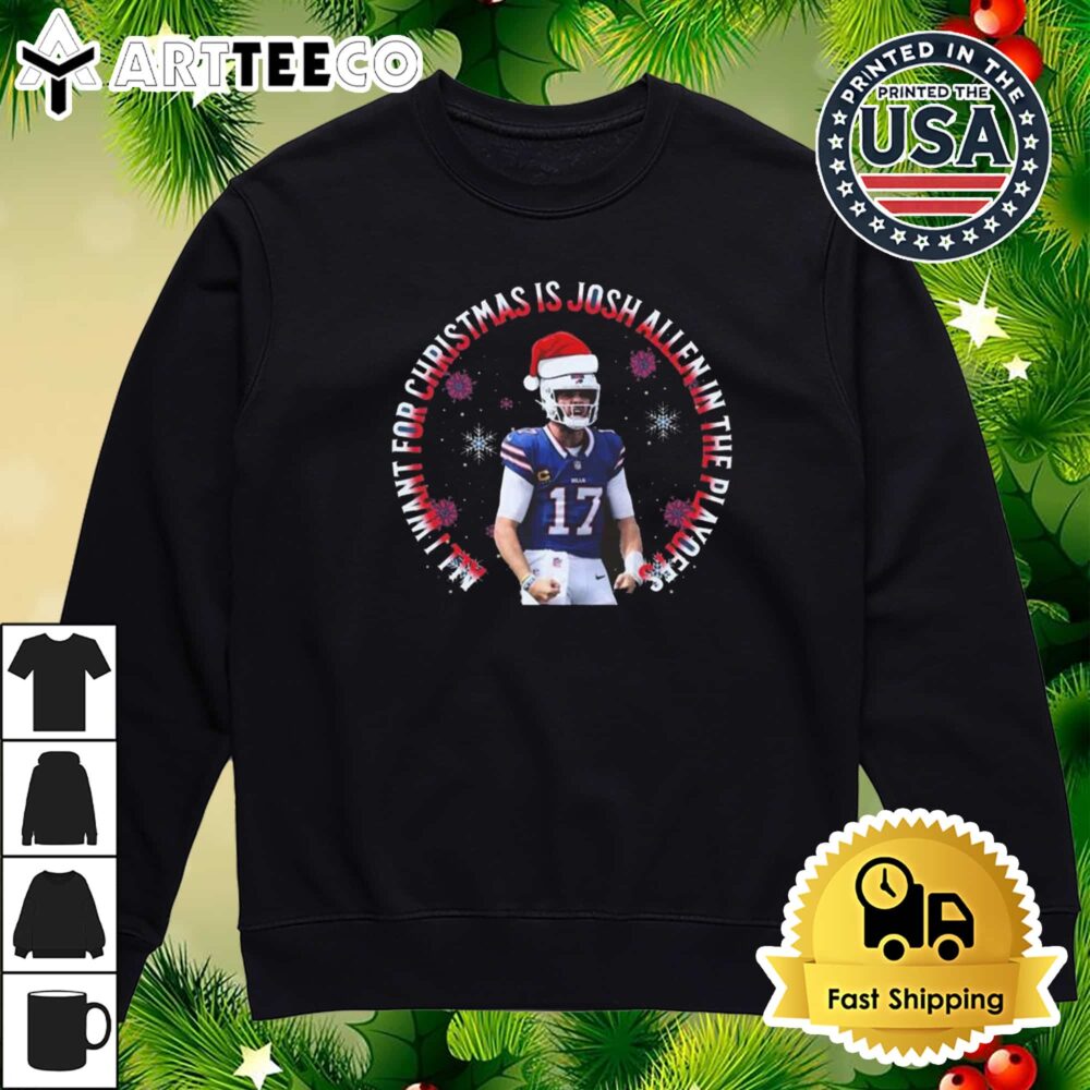 Buffalo Bills All I Want For Christmas Is Josh Allen In The Playoffs 2024 Retro T Shirt 4