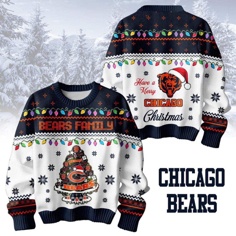 Chicago Bears Family Have A Merry Christmas 2024 Ugly Sweater 1