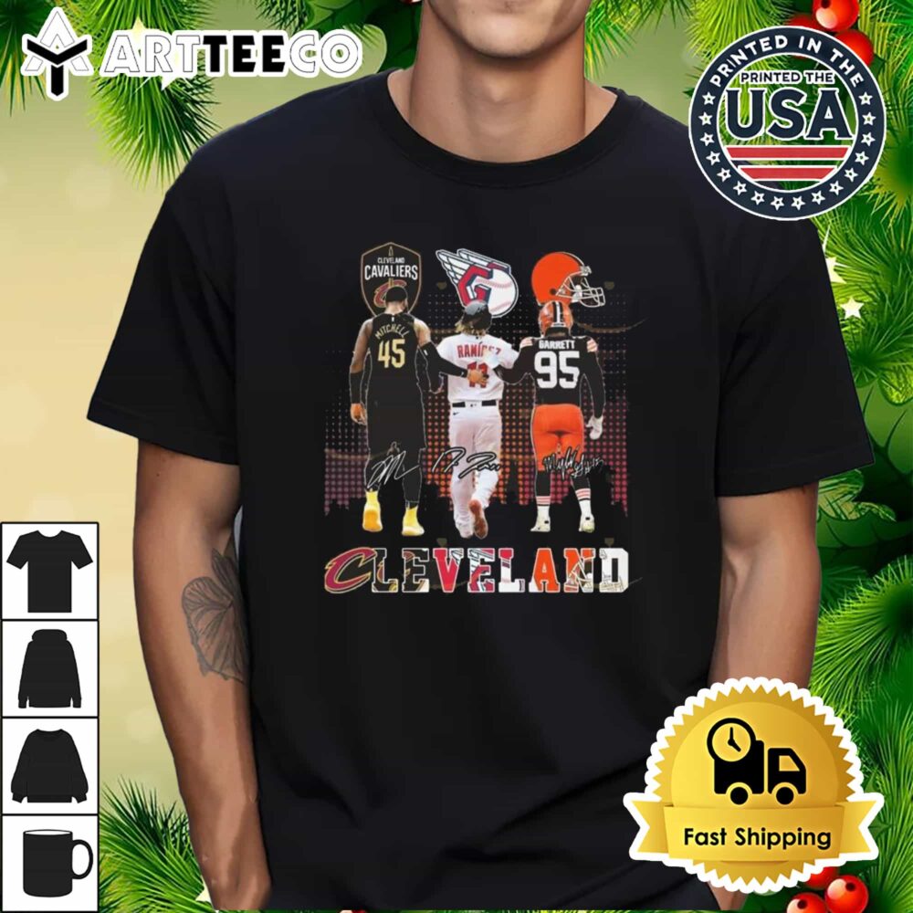 Cleveland Cavaliers x Cleveland Guardians x Cleveland Browns Signatures 2024 Retro T Shirt 1