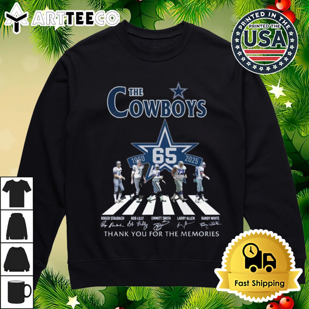 Dallas Cowboys 65th Anniversary 1960 2025 Thank You For The Memories Walking Signatures Shirt 4