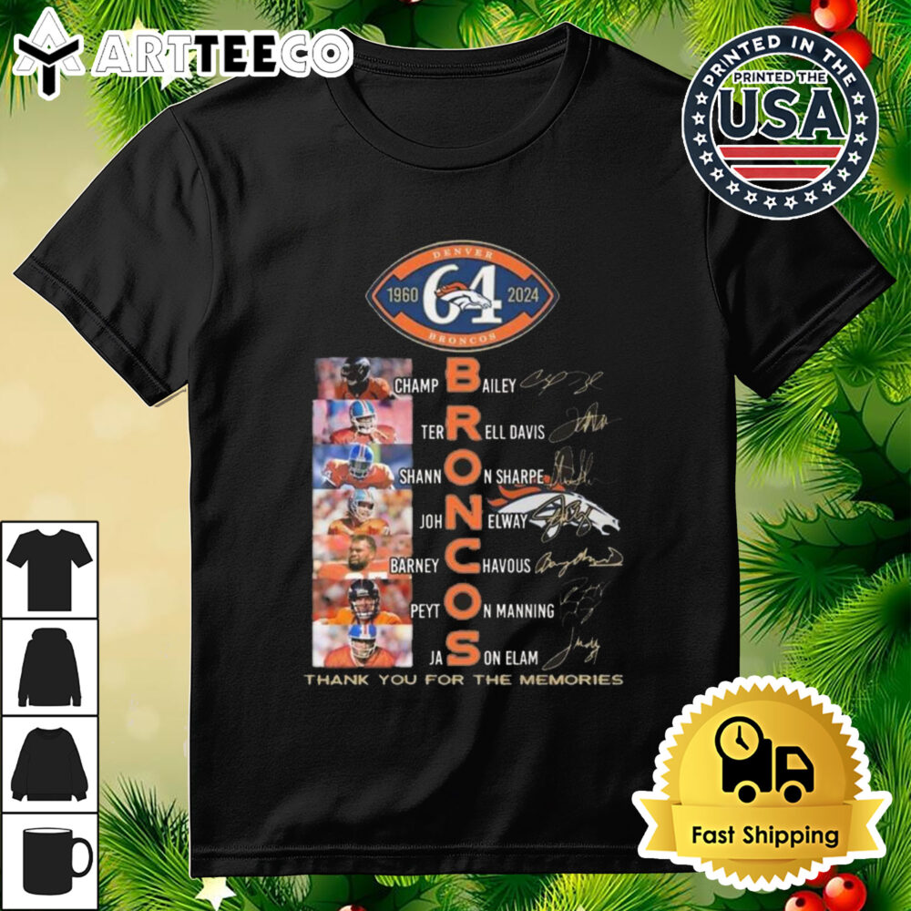 Denver Broncos 64th Anniversary Thank You For The Memories Name Signatures Shirt 3