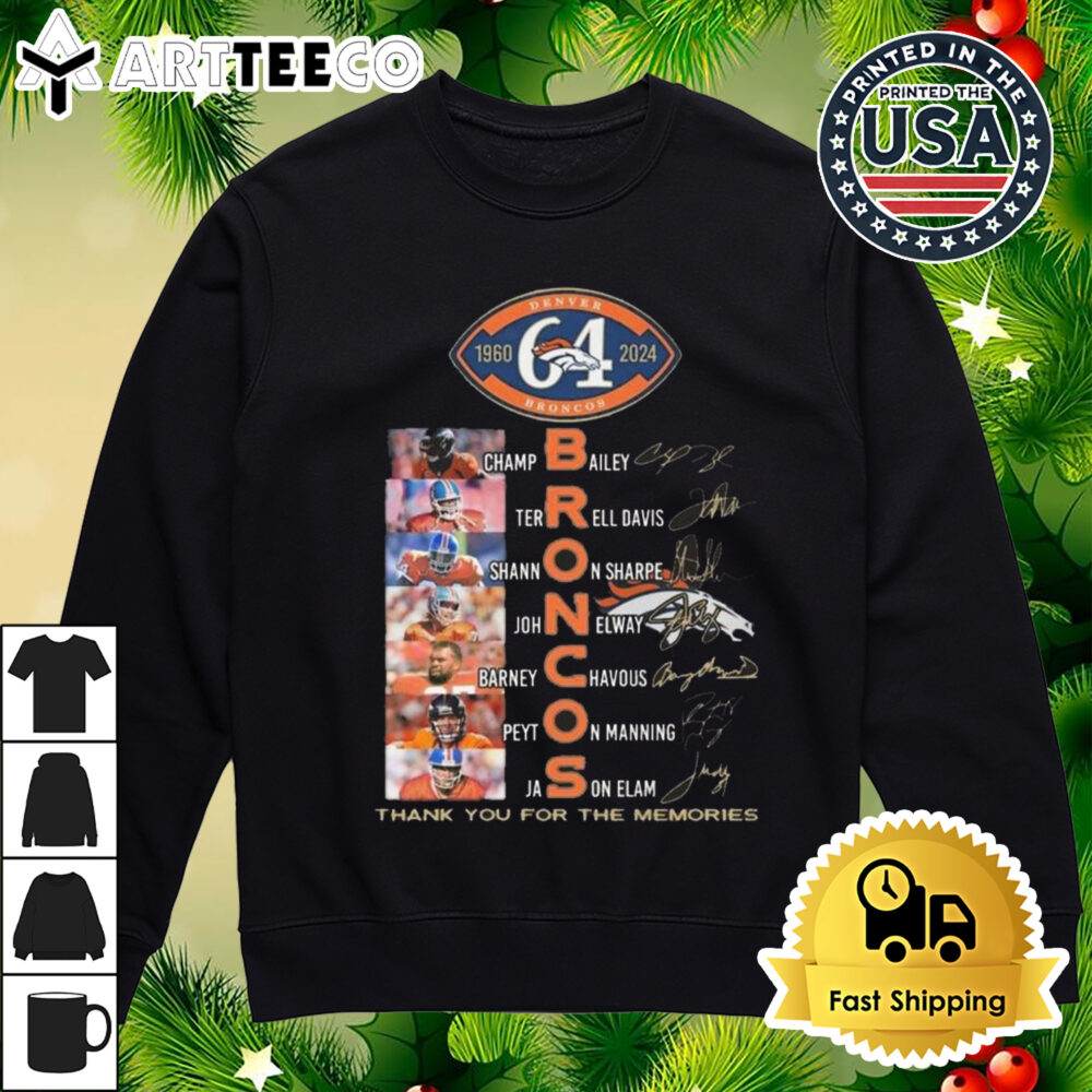 Denver Broncos 64th Anniversary Thank You For The Memories Name Signatures Shirt 4