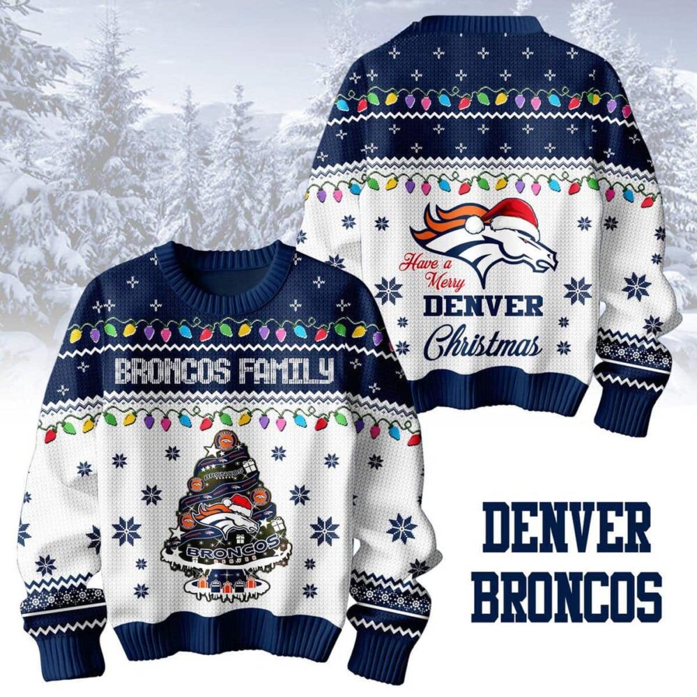 Denver Broncos Family Have A Merry Christmas 2024 Ugly Sweater 1