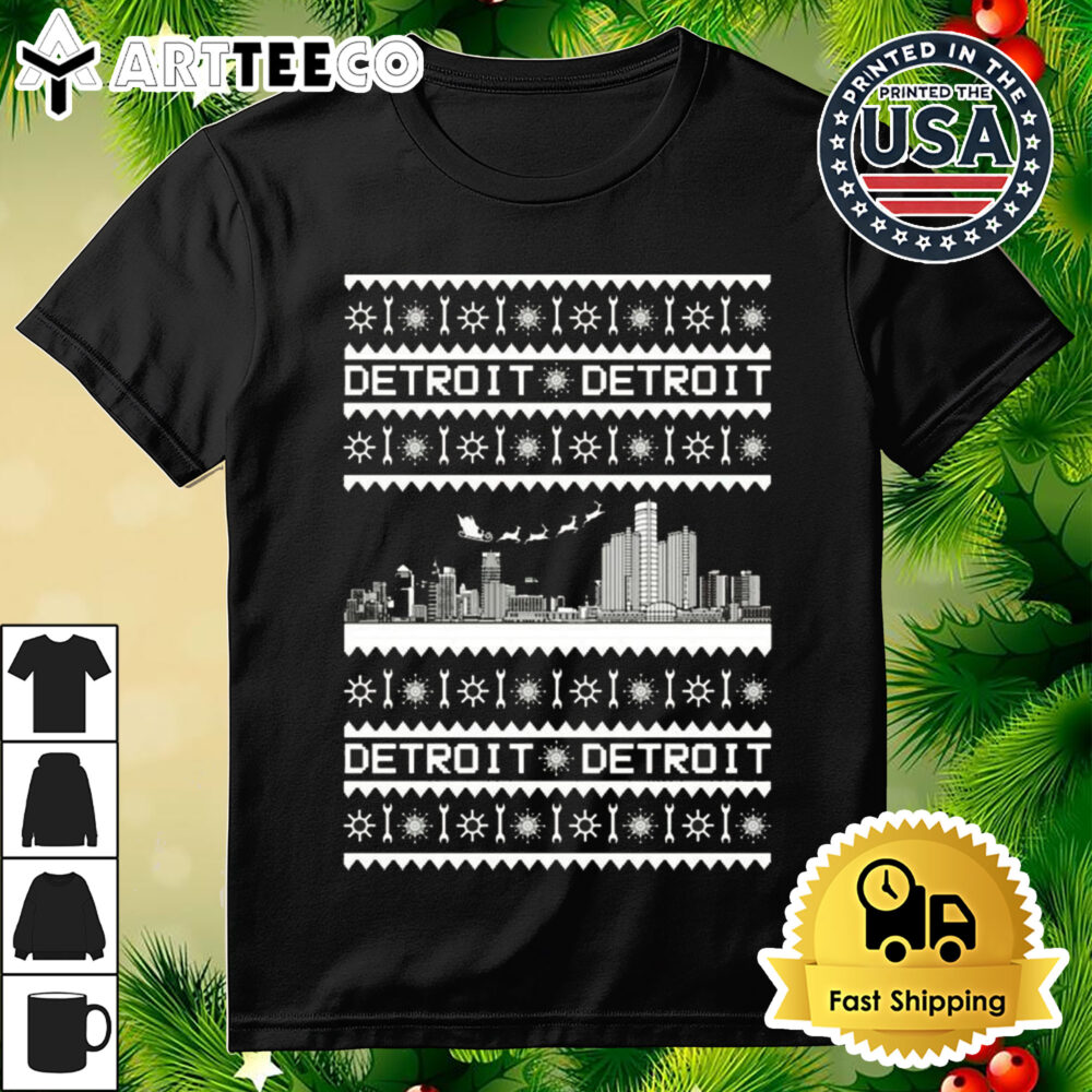 Detroit Skyline Christmas Shirt 3