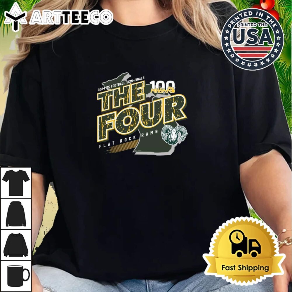 Flat Rock Rams MHSAA 2024 D5 Football Semi Finals The Four Retro T Shirt 2