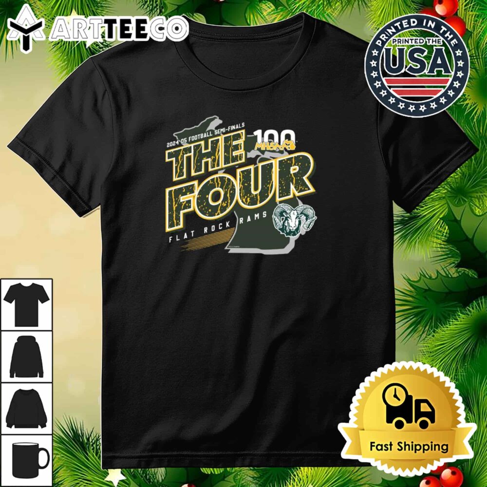 Flat Rock Rams MHSAA 2024 D5 Football Semi Finals The Four Retro T Shirt 3