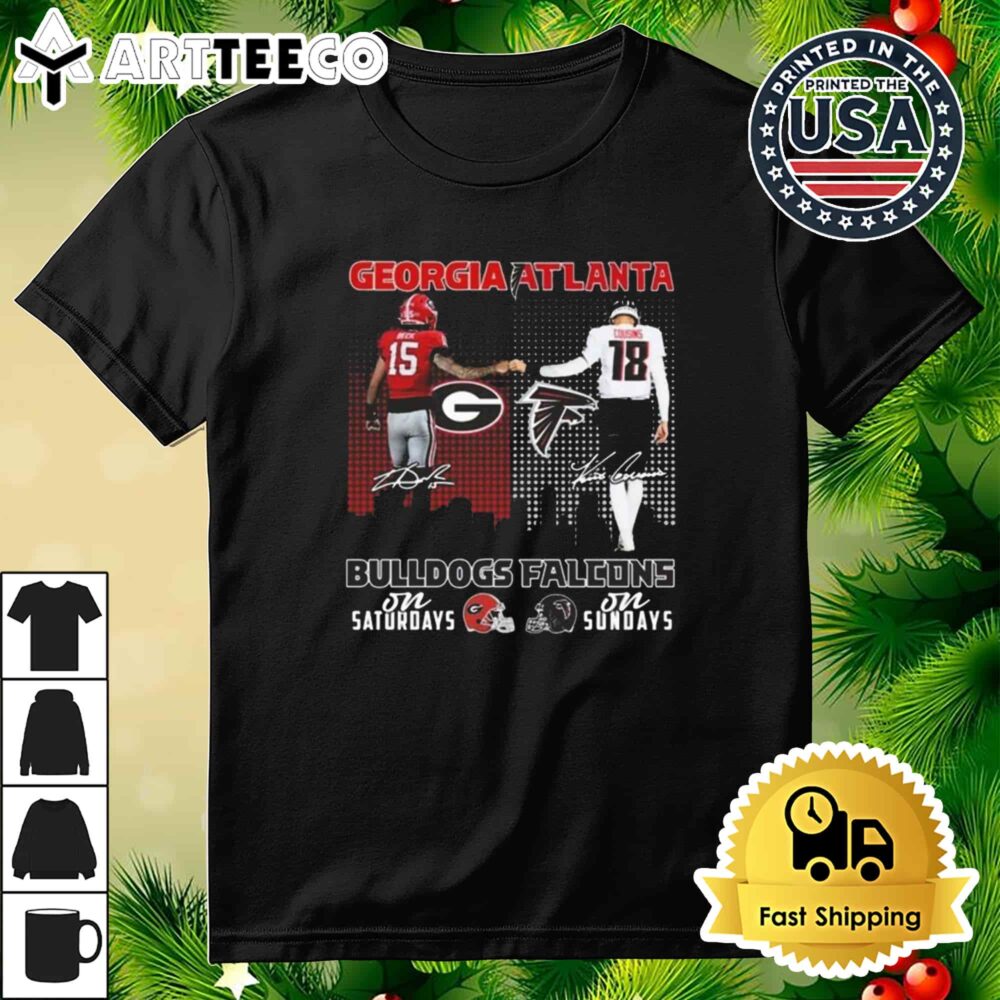 Georgia Bulldogs x Atlanta Falcons Signatures Retro T Shirt 3