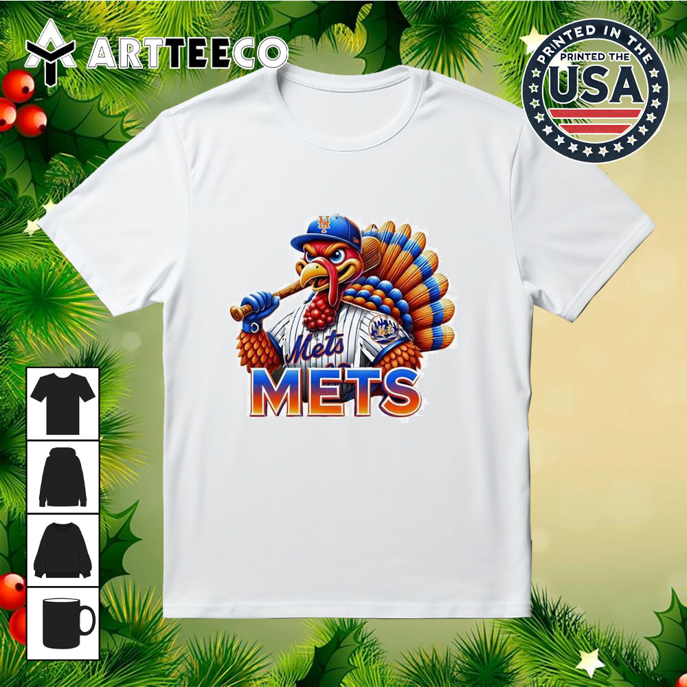 Happy Thanksgiving New York Mets Baseball Turkey 2024 Shirt 1