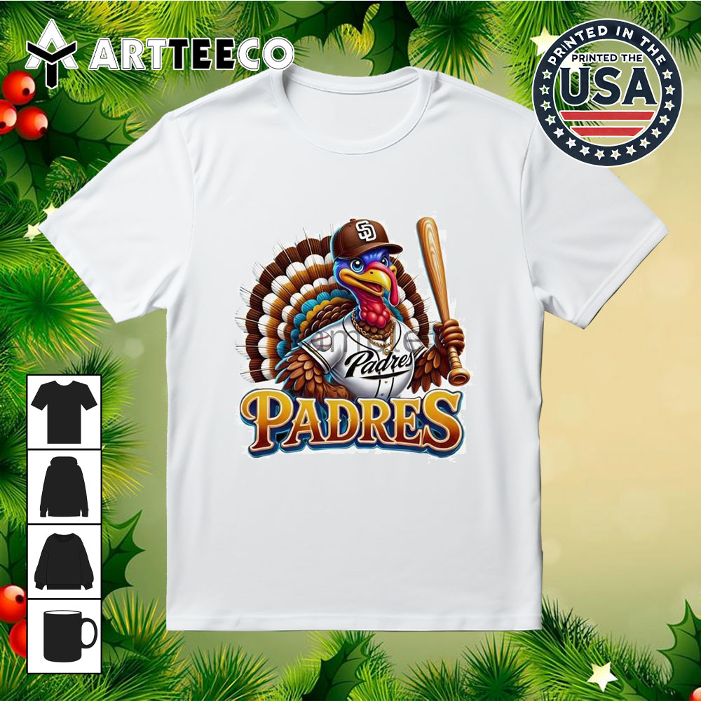 Happy Thanksgiving San Diego Padres Baseball Turkey 2024 Shirt 1