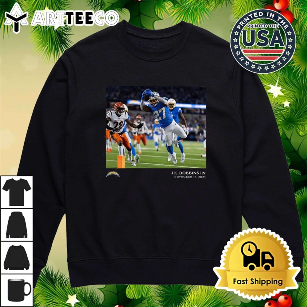 JK Dobbins Los Angeles Chargers NFL Flash Features Week 11 T Shirt 4