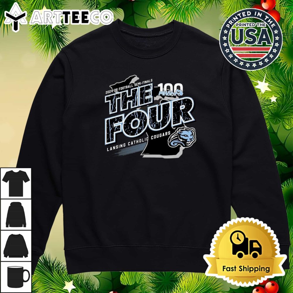 Lansing Catholic Cougars MHSAA 2024 D6 Football Semi Finals The Four Retro T Shirt 4