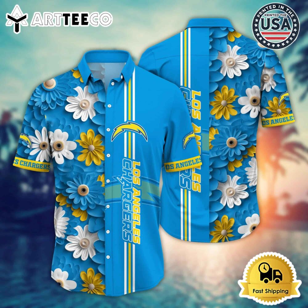 Los Angeles Chargers NFL Flower Hawaii Shirt for Fans Summer Football Shirts 1