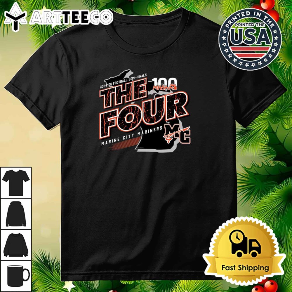 Marine CIty Mariners MHSAA 2024 D6 Football Semi Finals The Four Retro T Shirt 3