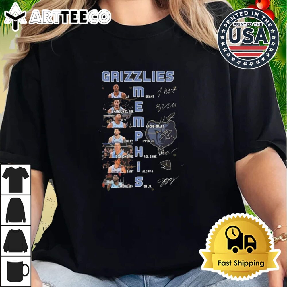 Memphis Grizzlies Basketball Name Signatures 2024 Retro T Shirt 2