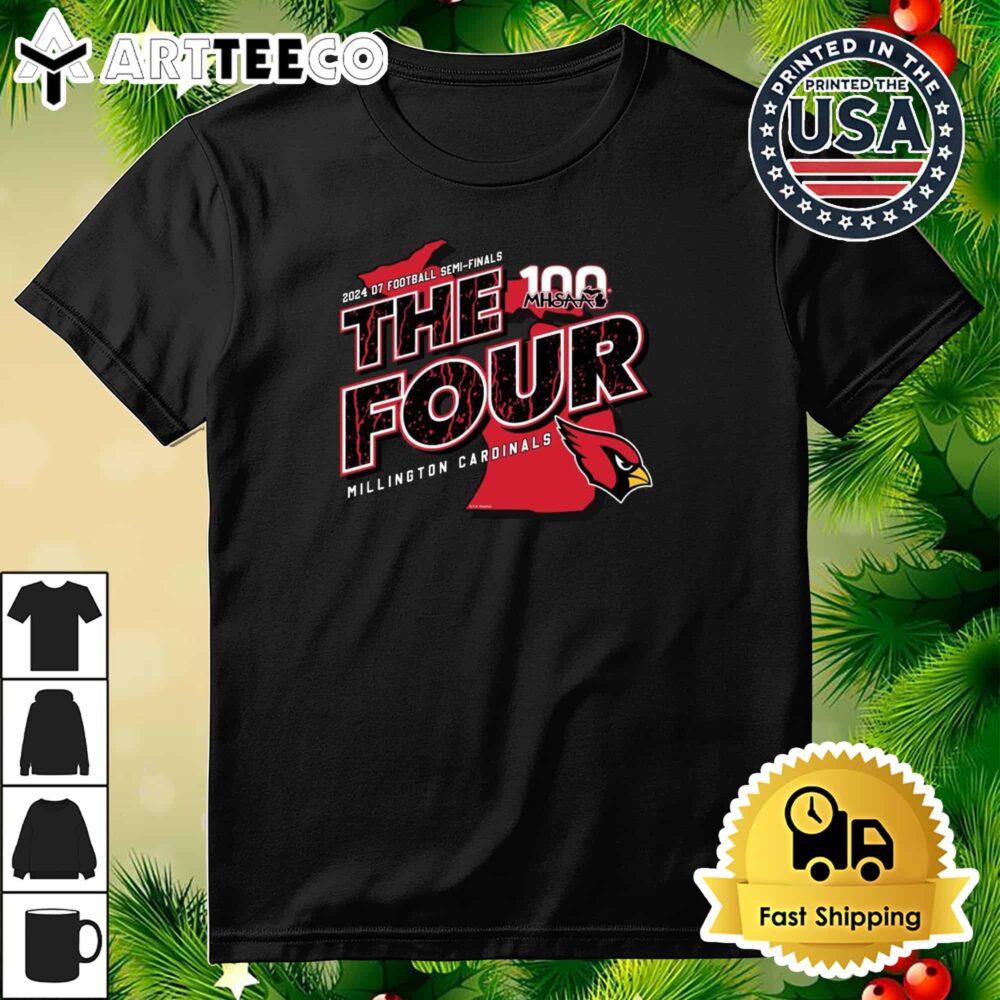 Millington Cardinals MHSAA 2024 D7 Football Semi Finals The Four Retro T Shirt 3