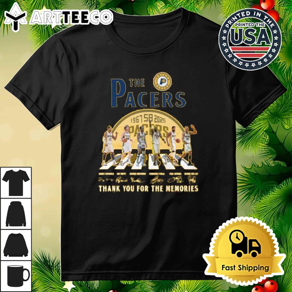 NBA Indiana Pacers 58th 1967 2025 Thank You For The Memories Walking Signatures Retro T Shirt 3