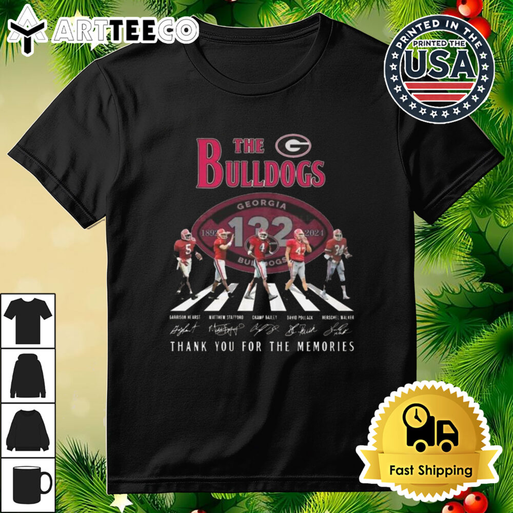 NCAA Georgia Bulldogs 132nd Anniversary 1892 2024 Thank You For The Memories Walking Signatures Shirt 3