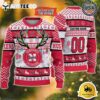 NCAA Nebraska Cornhuskers Special Reindeer Light Custom Name And Number Ugly Christmas Sweater