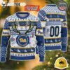 NCAA Pittsburgh Panthers Special Reindeer Light Custom Name And Number Ugly Christmas Sweater