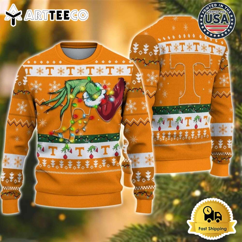 NCAA Tennessee Volunteers Grinch Hand Ugly Christmas Sweater NCAA Football Gifts