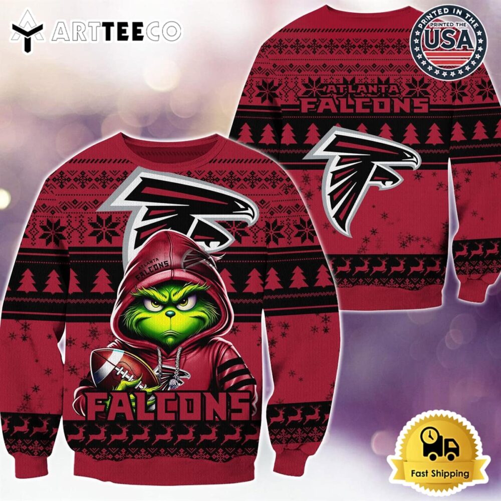 NFL Atlanta Falcons Christmas x Grinch Ugly Christmas Sweater