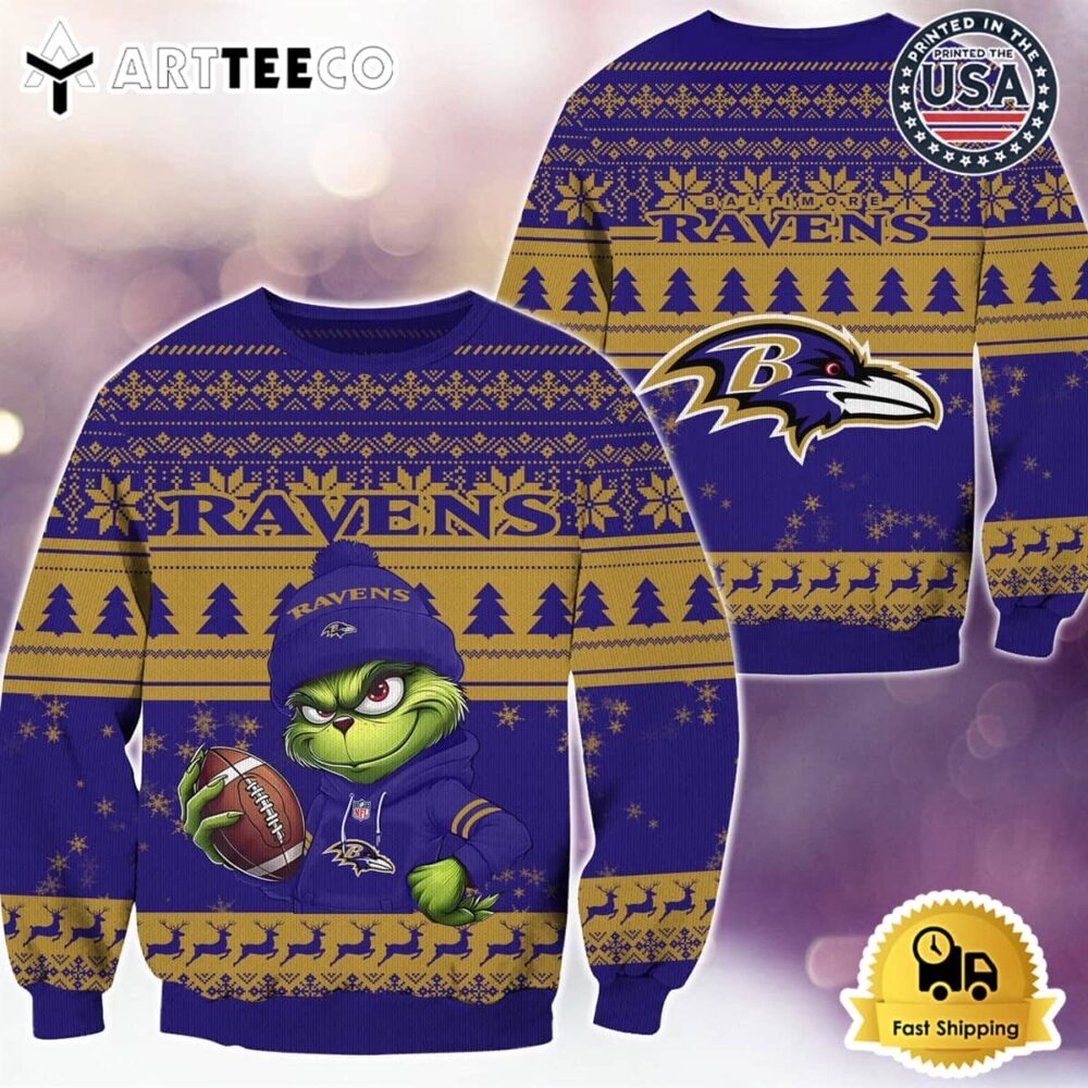 NFL Baltimore Ravens Grinch Football Limited Edition Ugly Christmas Sweater