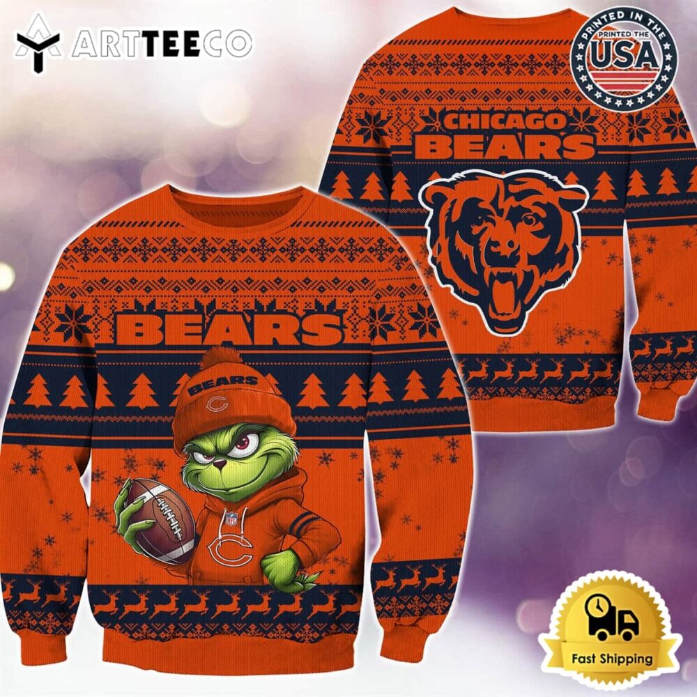 NFL Chicago Bears Grinch Football Limited Edition Ugly Christmas Sweater