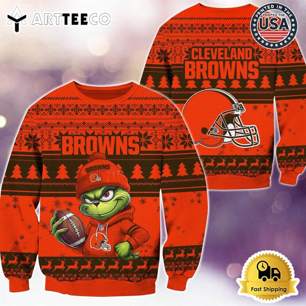 NFL Cleveland Browns Grinch Football Limited Edition Ugly Christmas Sweater