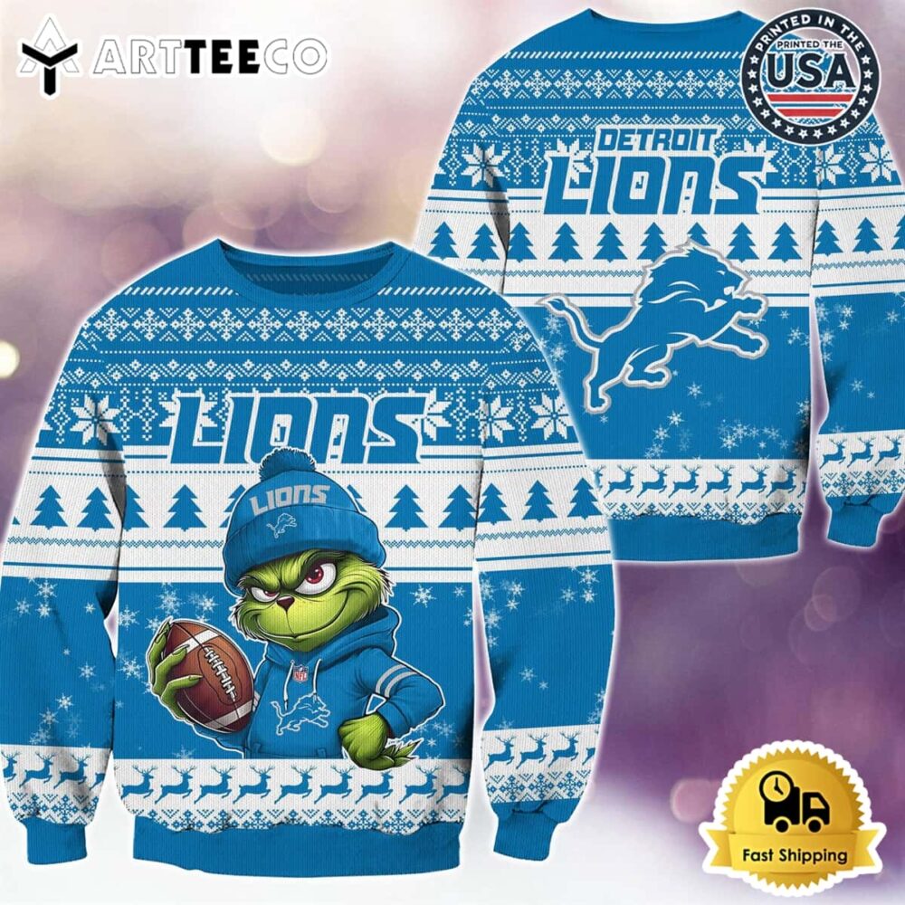 NFL Detroit Lions Grinch Football Limited Edition Ugly Christmas Sweater