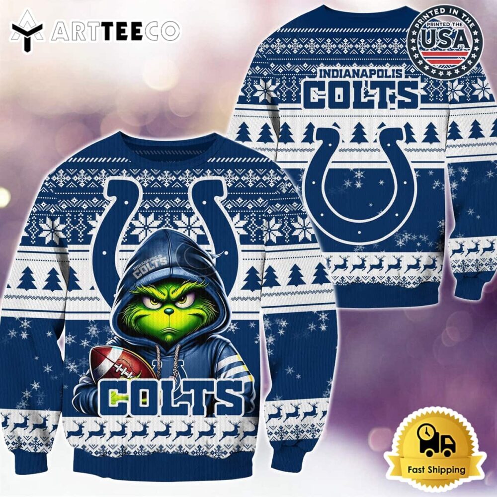 NFL Indianapolis Colts Christmas x Grinch Ugly Christmas Sweater