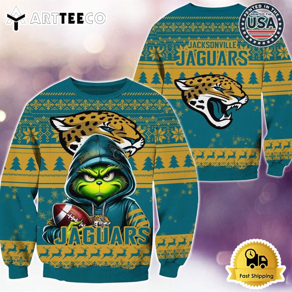 NFL Jacksonville Jaguars Christmas x Grinch Ugly Christmas Sweater