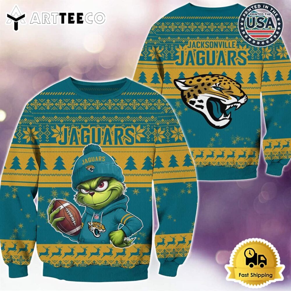 NFL Jacksonville Jaguars Grinch Football Limited Edition Ugly Christmas Sweater