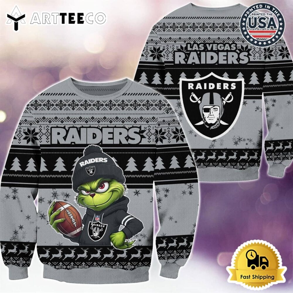 NFL Las Vegas Raiders Grinch Football Limited Edition Ugly Christmas Sweater