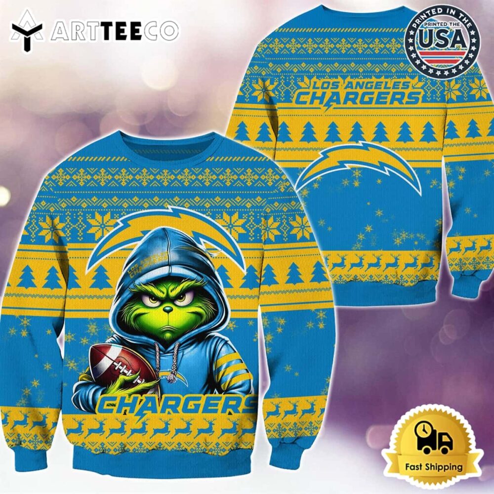 NFL Los Angeles Chargers Christmas x Grinch Ugly Christmas Sweater