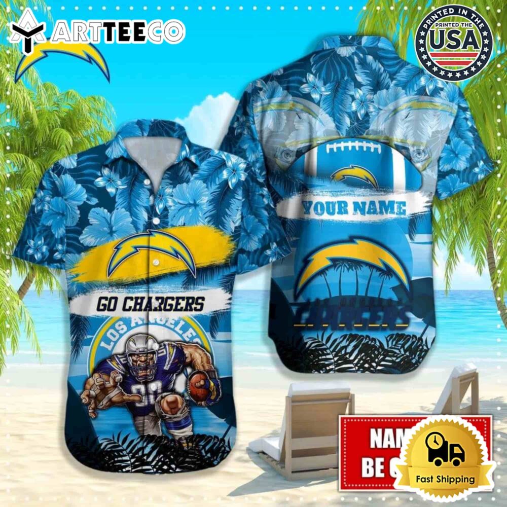 NFL Los Angeles Chargers Hawaiian Shirt Palm Tree Design 1