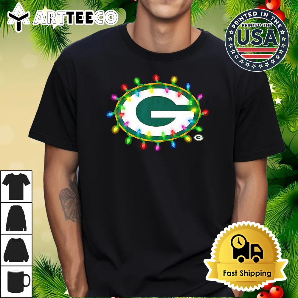 NFL Merry Christmas Green Bay Packers Lights 2024 Logo T Shirt 1