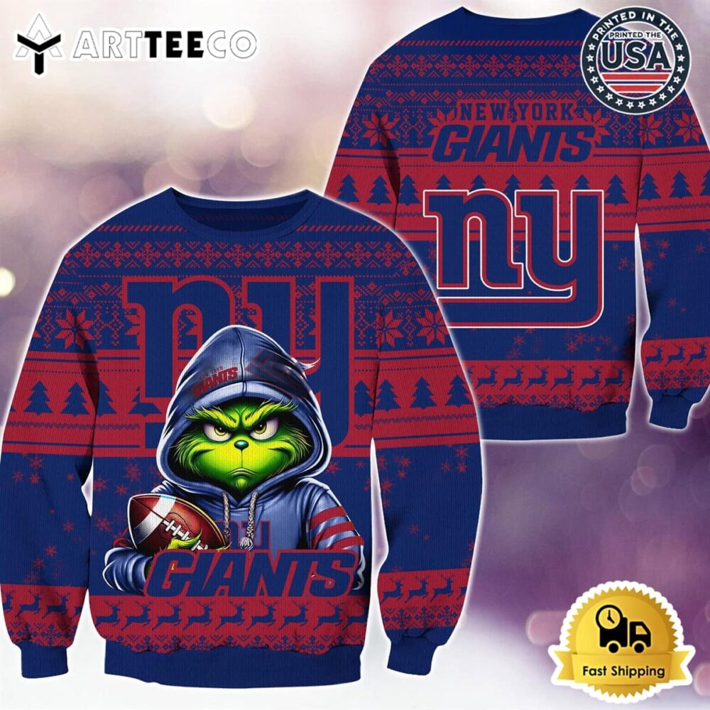 NFL New York Giants Christmas x Grinch Ugly Christmas Sweater