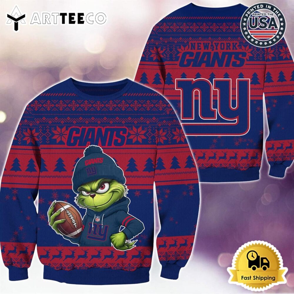 NFL New York Giants Grinch Football Limited Edition Ugly Christmas Sweater