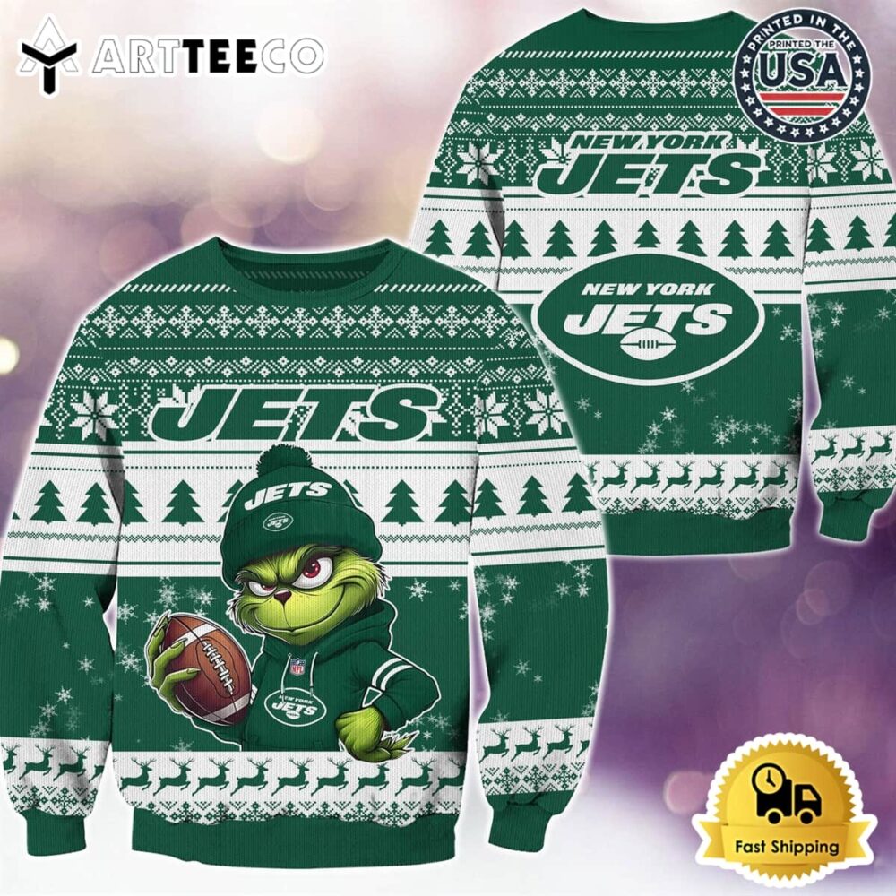 NFL New York Jets Grinch Football Limited Edition Ugly Christmas Sweater