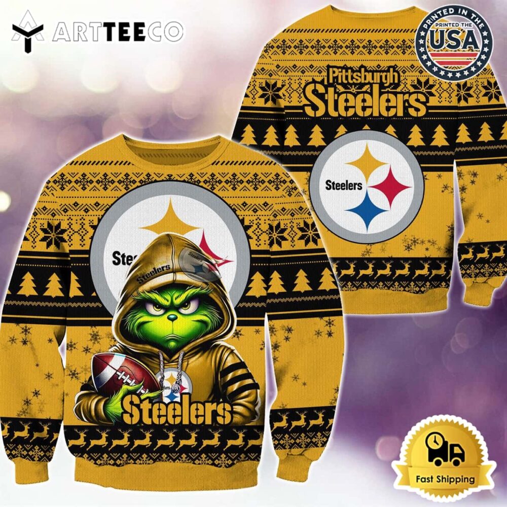 NFL Pittsburgh Steelers Christmas x Grinch Ugly Christmas Sweater