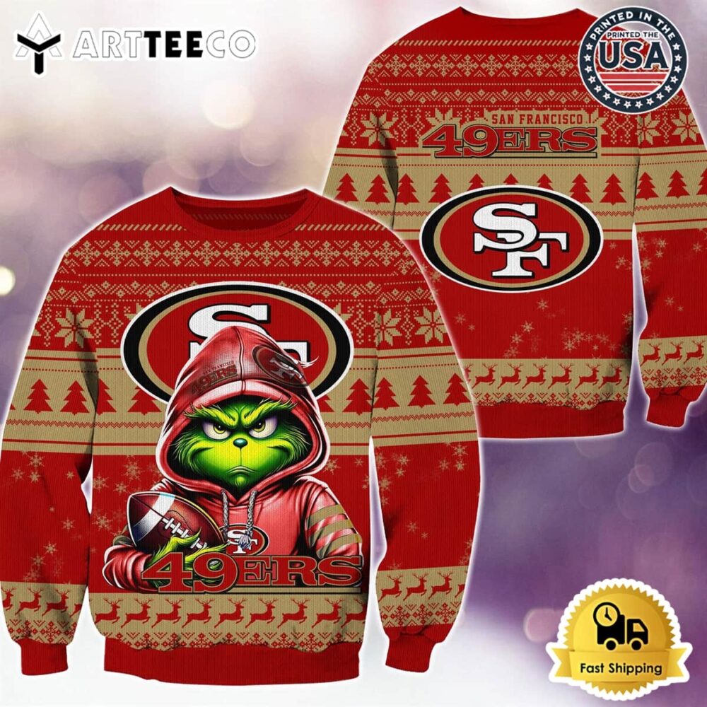 NFL San Francisco 49ers Christmas x Grinch Ugly Christmas Sweater