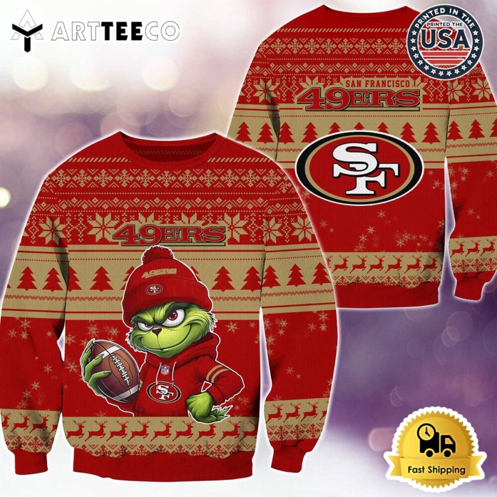 NFL San Francisco 49ers Grinch Football Limited Edition Ugly Christmas Sweater