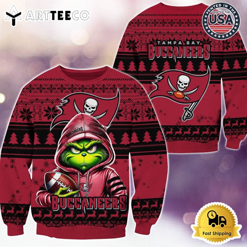 NFL Tampa Bay Buccaneers Christmas x Grinch Ugly Christmas Sweater